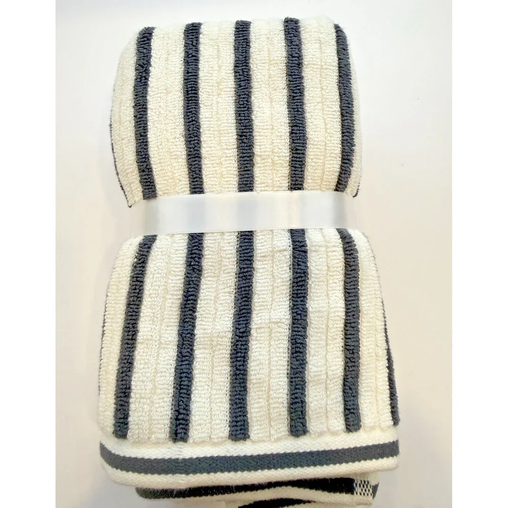cupcakes and cashmere Hand Towels Striped Cream Gray 16x28